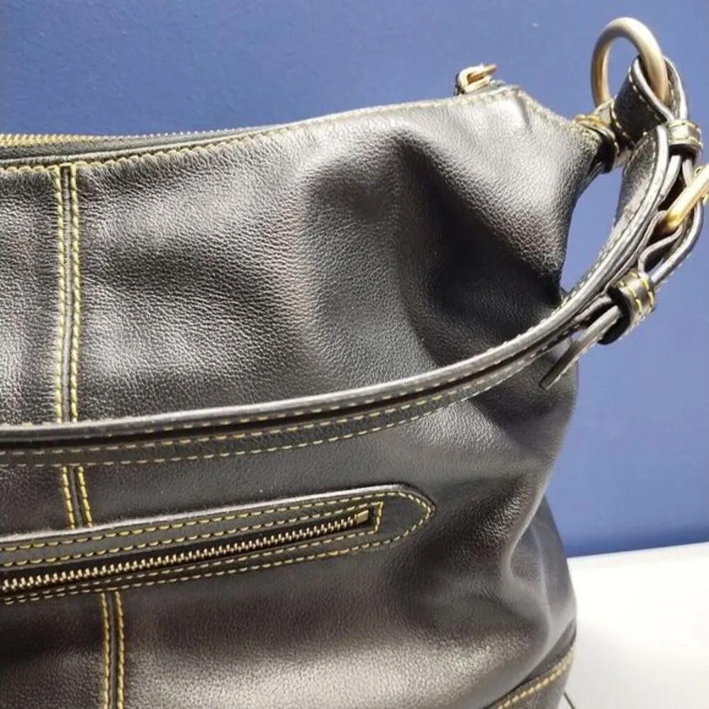 Dooney & Grain Sophie Hobo Bag Womens Black Leather Bourke Pebble Shoulder Strap